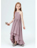 Mauve Pleated Chiffon Layered Junior Bridesmaid Dress